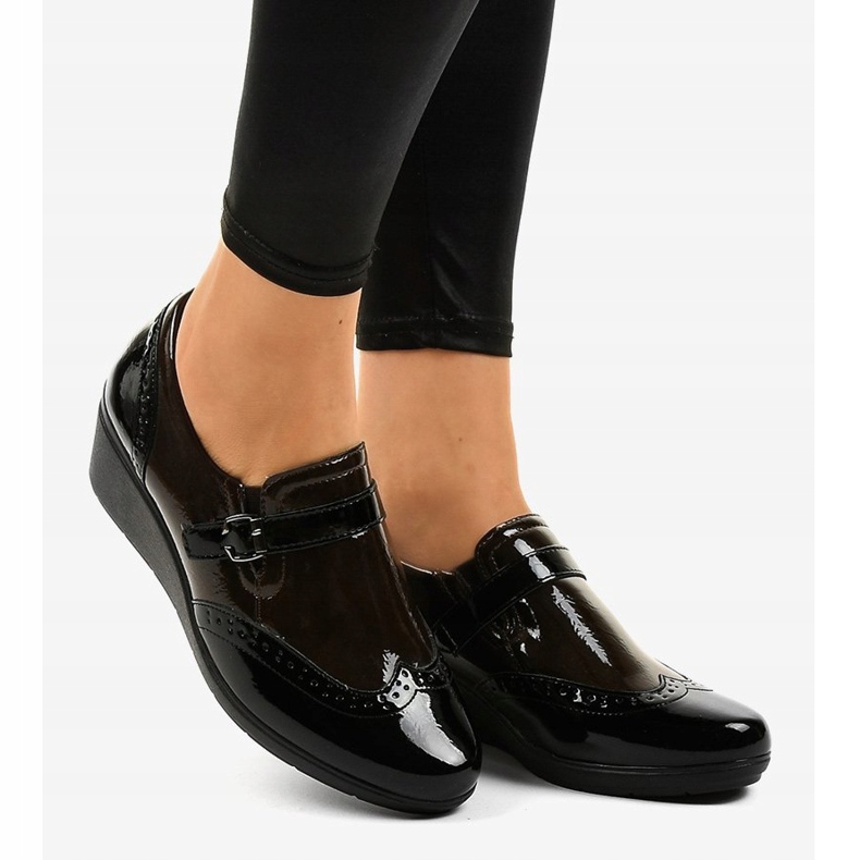 Scarpe nere con zeppa 7-9021 marrone nero 2