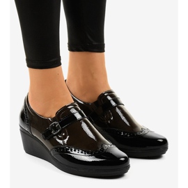 Scarpe nere con zeppa 7-9021 marrone nero 1