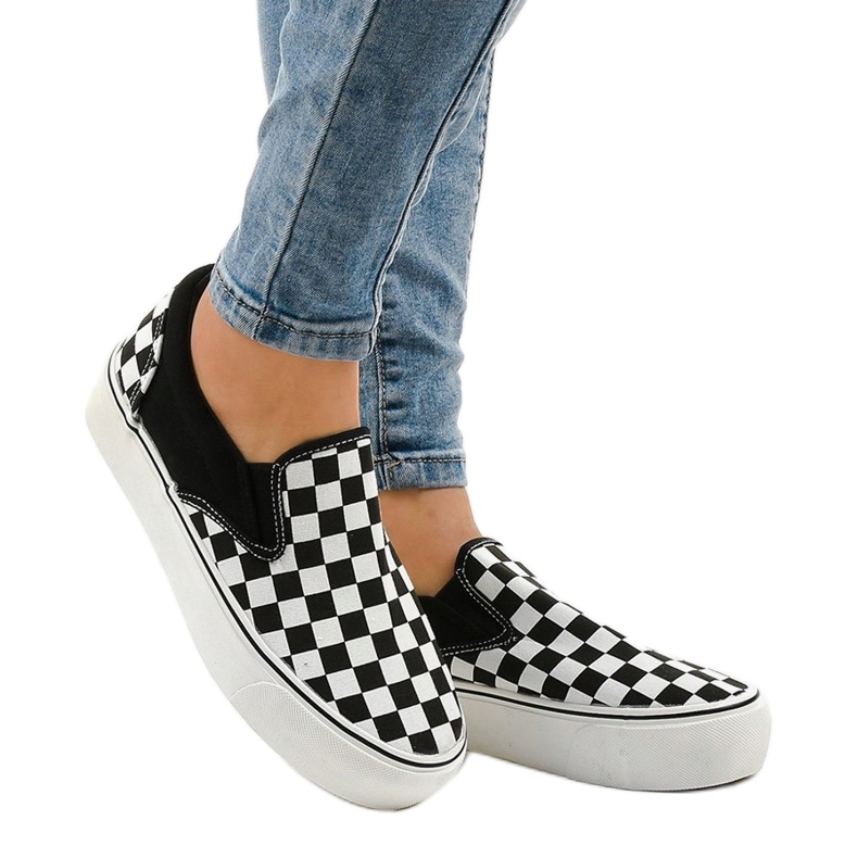 Sneakers slip-on nere B5138-B bianco 2