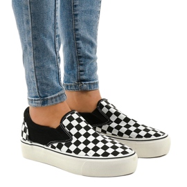 Sneakers slip-on nere B5138-B bianco 1