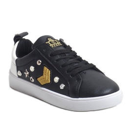 Sneakers nere riccamente decorate 856-Y nero 1