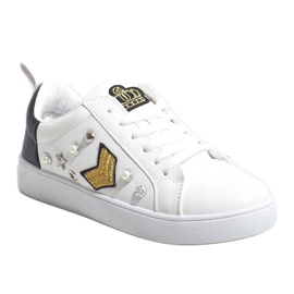 Sneakers 856-Y bianche riccamente decorate bianca 1