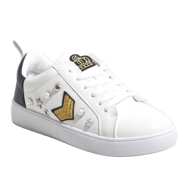Sneakers 856-Y bianche riccamente decorate bianca 1