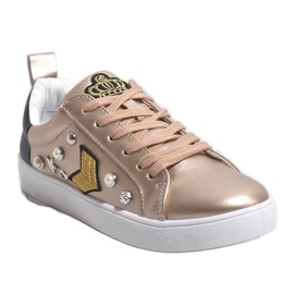 Sneakers 856-Y oro riccamente decorate nero giallo 1