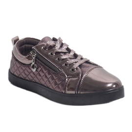 Sneakers da donna alla moda argento scuro R19-10 grigio 1