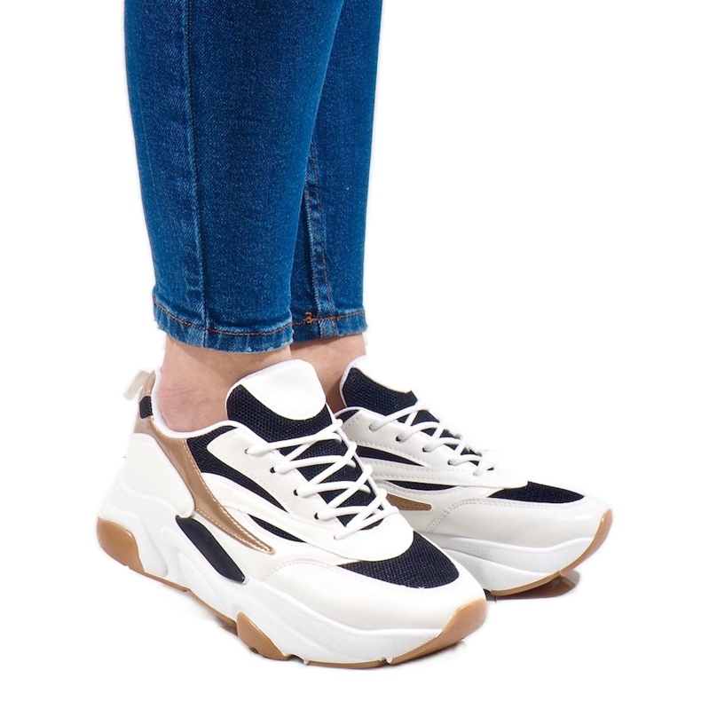 Sneakers sportive bianche SX001-90 bianco nero 1
