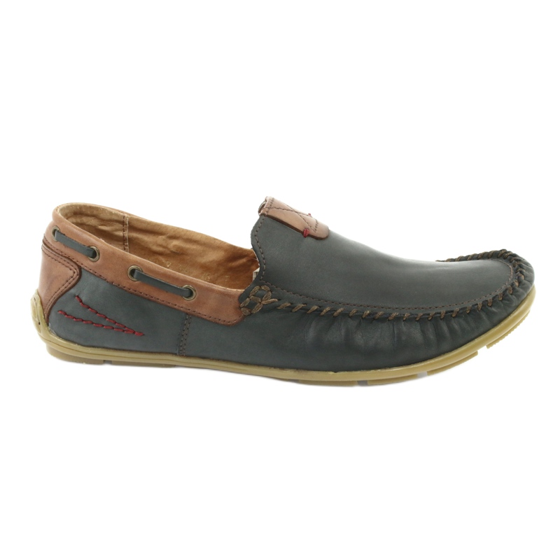 Mocassini da uomo in pelle Riko 781 marrone blu navy 1