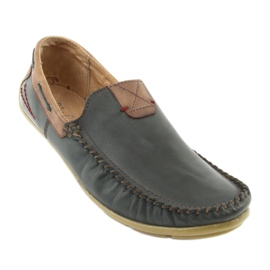 Mocassini da uomo in pelle Riko 781 marrone blu navy 2