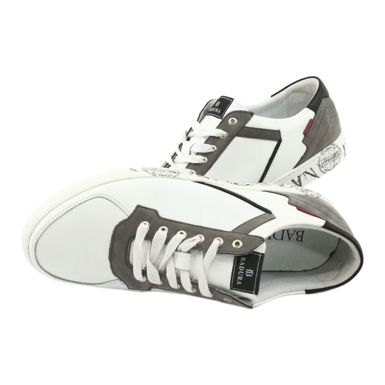 Scarpe sportive in pelle Badura 3361 bianche bianco nero grigio 2