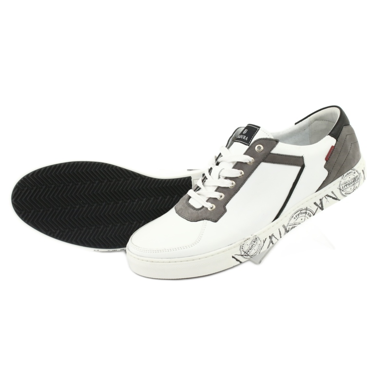 Scarpe sportive in pelle Badura 3361 bianche bianca nero grigio 1