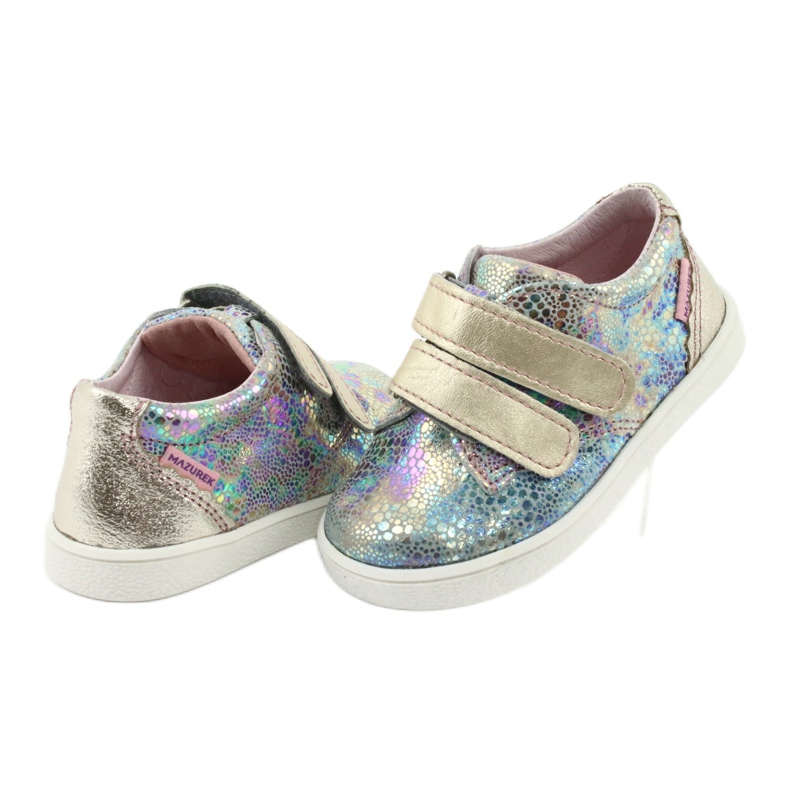 Scarpe in pelle olografica per ragazze per velcro 1327 viola mazurek 4