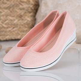 Super Me Ballerina traforata su zeppa rosa 1