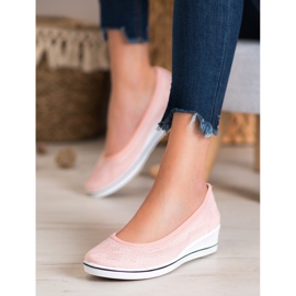 Super Me Ballerina traforata su zeppa rosa 2