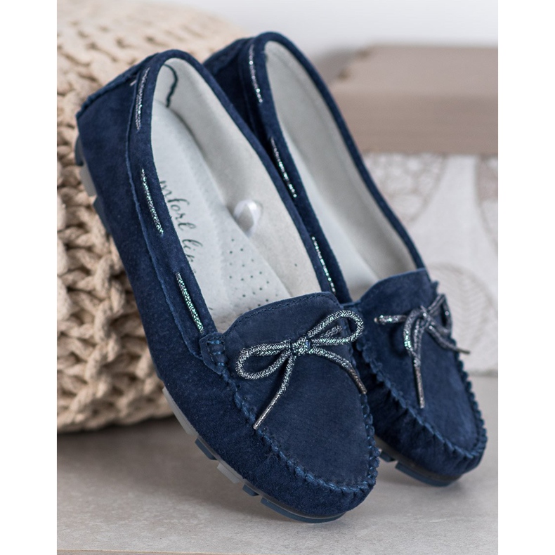 Filippo Mocassini in pelle leggera blu 2