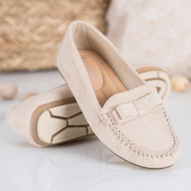 Clowse Mocassini traforati con fiocco beige 1