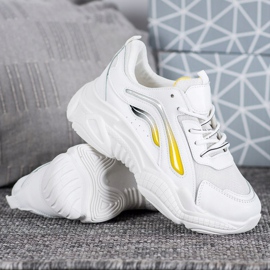 SHELOVET Sneakers alla moda sulla piattaforma bianca giallo 1