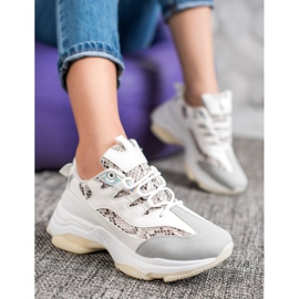 SHELOVET Sneakers con plateau con stampa serpente bianco 1