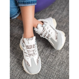 SHELOVET Sneakers con plateau con stampa serpente bianca 2