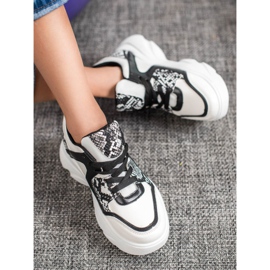 Weide Sneakers alla moda in ecopelle bianca nero 1