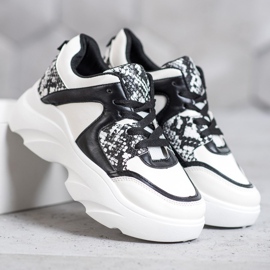 Weide Sneakers alla moda in ecopelle bianca nero 2