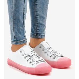 Sneakers bianche con suola rosa LTD205-2 bianco 1