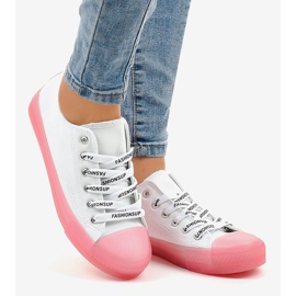 Sneakers bianche con suola rosa LTD205-2 bianca 2