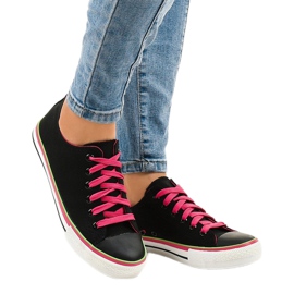 Sneakers basse classiche nere W03 nero verde 2