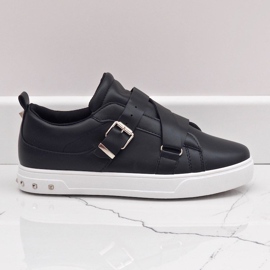 Sneakers nere con fibbie R250 nero 1