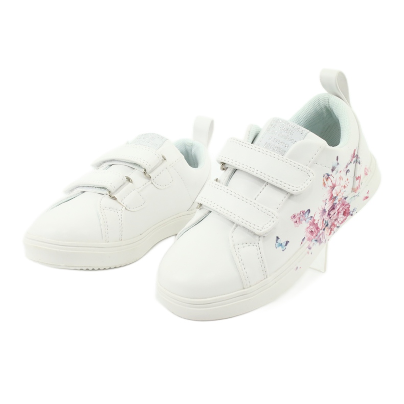 Sneaker American Club Velcro fiori ES11 bianca rosso blu 3
