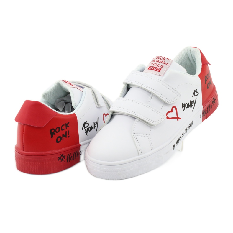 Sneakers sportive bianche e rosse con velcro American Club ES05 bianco 4