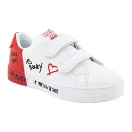 Sneakers sportive bianche e rosse con velcro American Club ES05 bianco 1