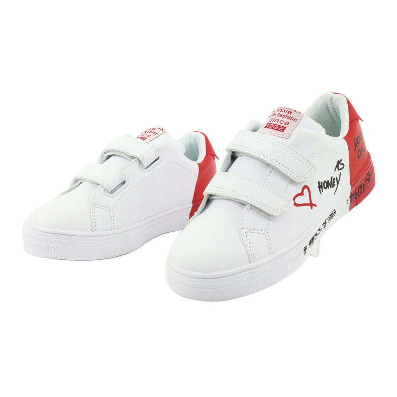 Sneakers sportive bianche e rosse con velcro American Club ES05 bianco 3