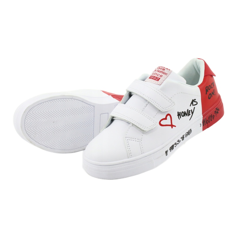 Sneakers sportive bianche e rosse con velcro American Club ES05 bianca 5