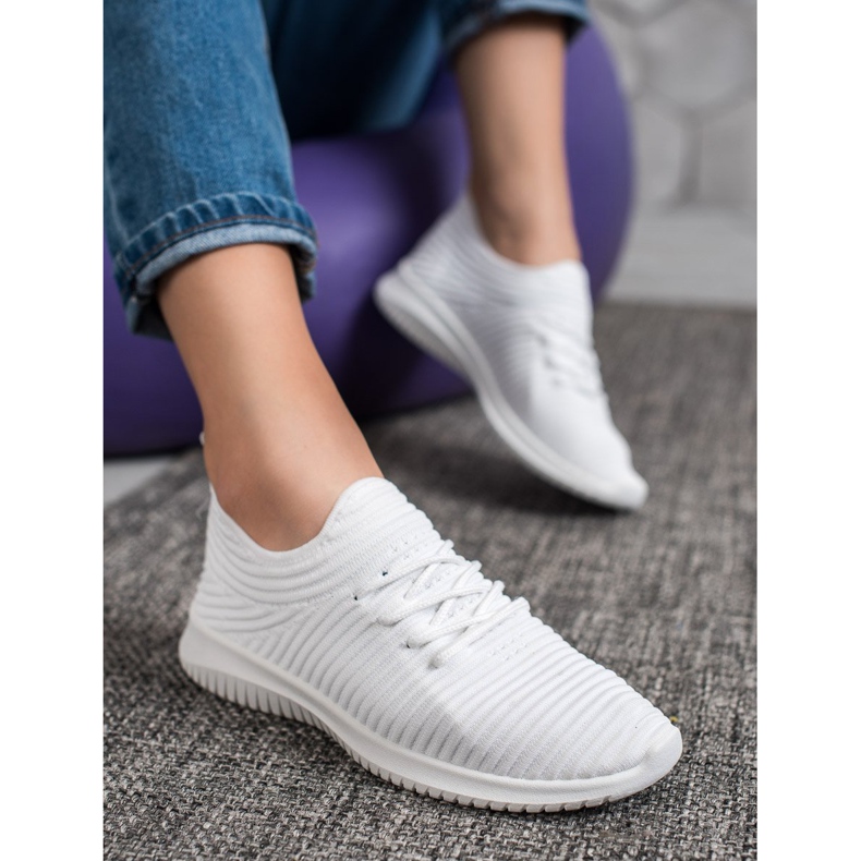 SHELOVET Scarpe Slip-On in tessuto bianca 1