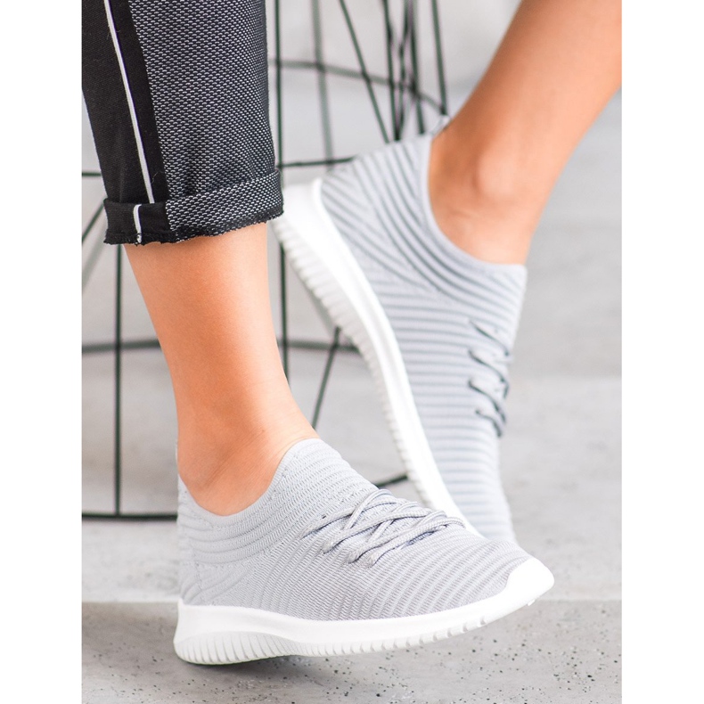SHELOVET Scarpe Slip-On in tessuto grigio 2