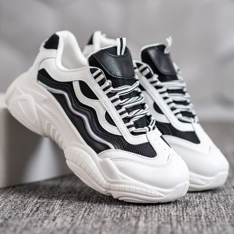 SHELOVET Scarpe Da Ginnastica Sulla Piattaforma bianca nero 1