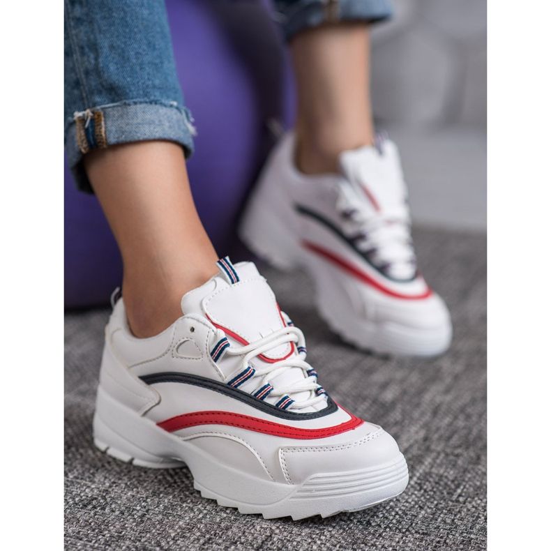 Weide Scarpe alla moda sulla piattaforma bianco 1