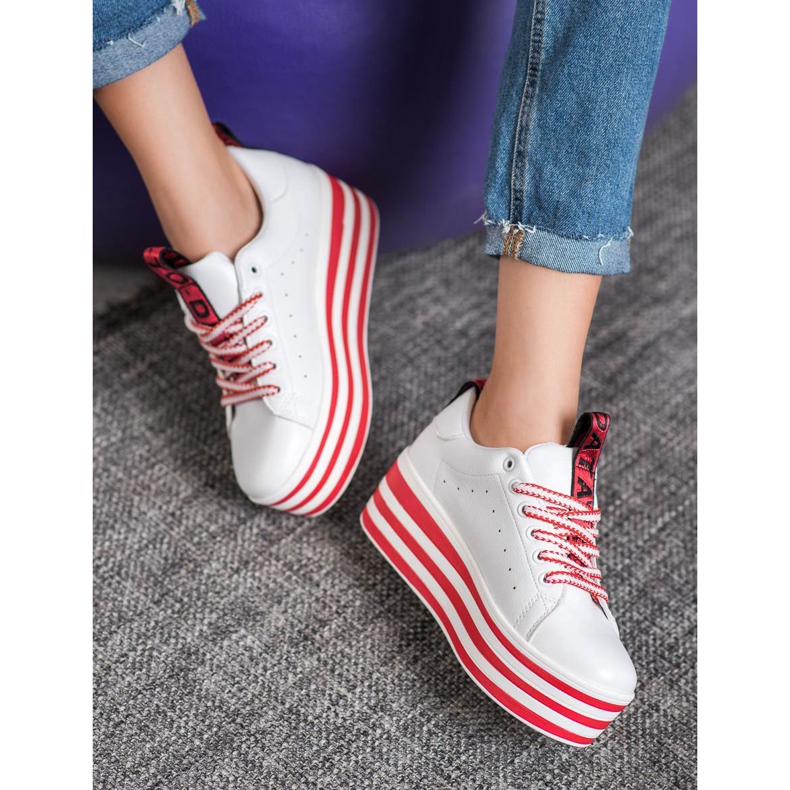 SHELOVET Scarpe Da Ginnastica Su Una Piattaforma A Righe bianco rosso 1