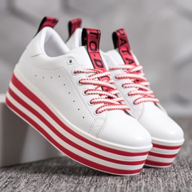 SHELOVET Scarpe Da Ginnastica Su Una Piattaforma A Righe bianco rosso 2