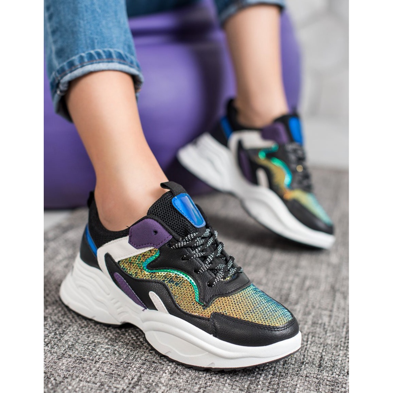 Weide Sneakers alla moda con paillettes multicolore 2