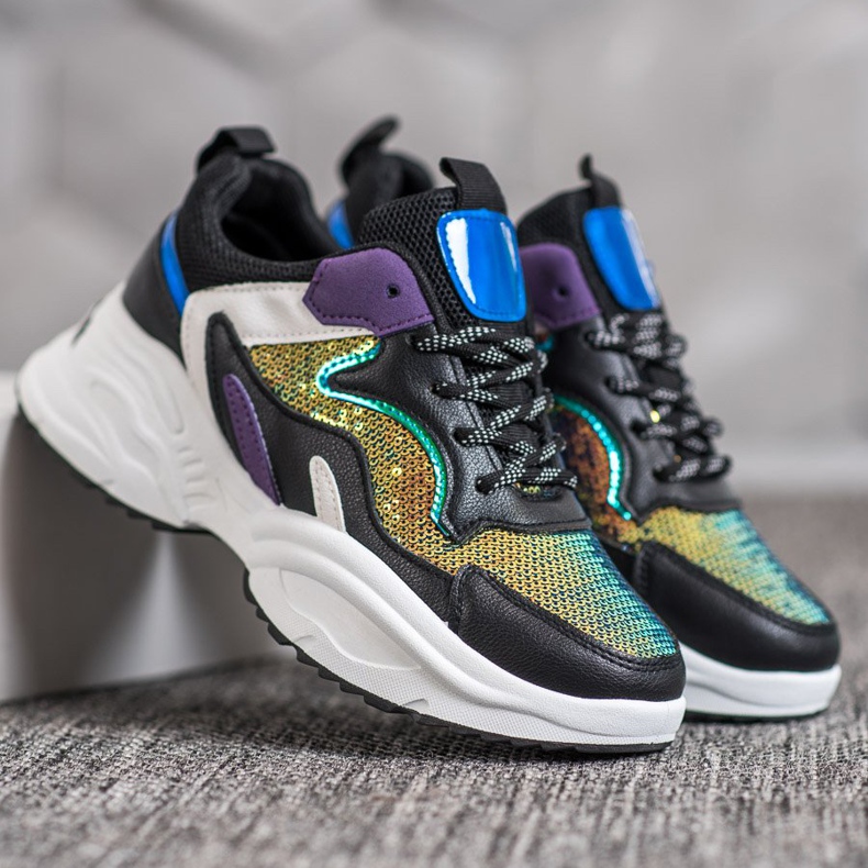 Weide Sneakers alla moda con paillettes multicolore 1