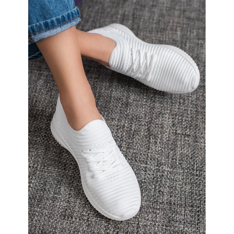 SHELOVET Scarpe Slip-On in tessuto bianco 1