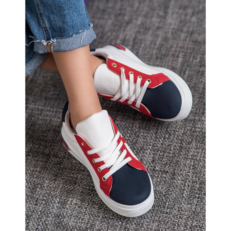 SHELOVET Scarpe sportive in ecopelle bianca multicolore 2