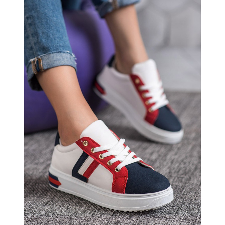SHELOVET Scarpe sportive in ecopelle bianco multicolore 1