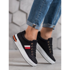 SHELOVET Scarpe sportive in ecopelle nero 2