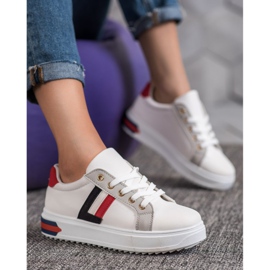 SHELOVET Scarpe sportive in ecopelle bianco multicolore 2