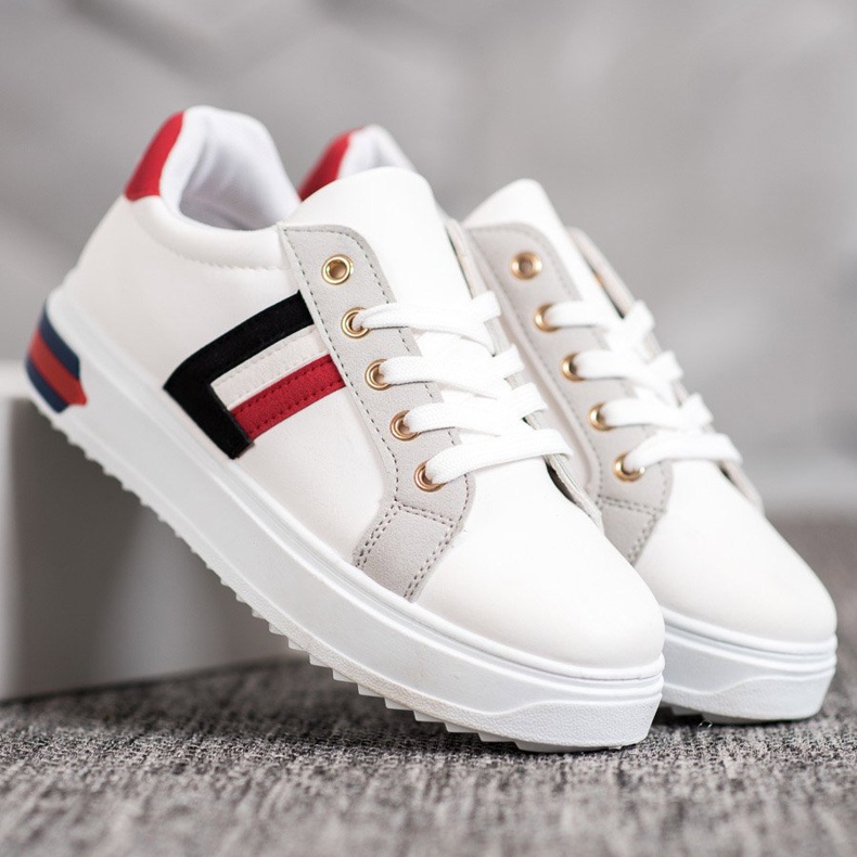 SHELOVET Scarpe sportive in ecopelle bianca multicolore 1