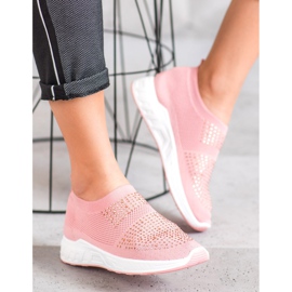 SHELOVET Scarpe Slip-on Con Cristalli rosa 2