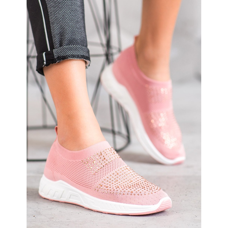 SHELOVET Scarpe Slip-on Con Cristalli rosa 1
