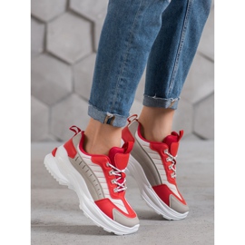 SHELOVET Scarpe alla moda sulla piattaforma rosso multicolore 1